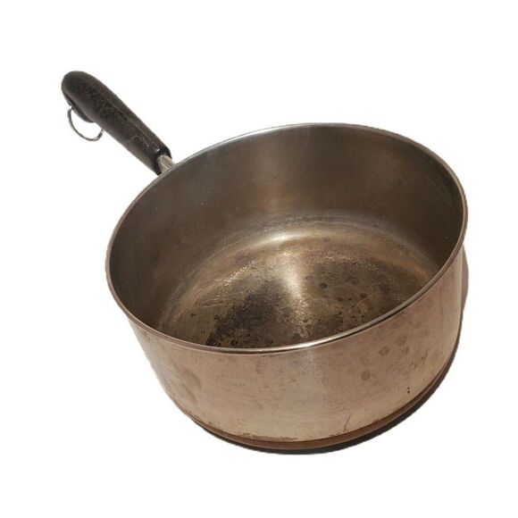Vintage Revere Ware 1801 Stainless Steel Copper Clad Bottom 2 Qt Saucepan NO LID - Picture 3 of 6
